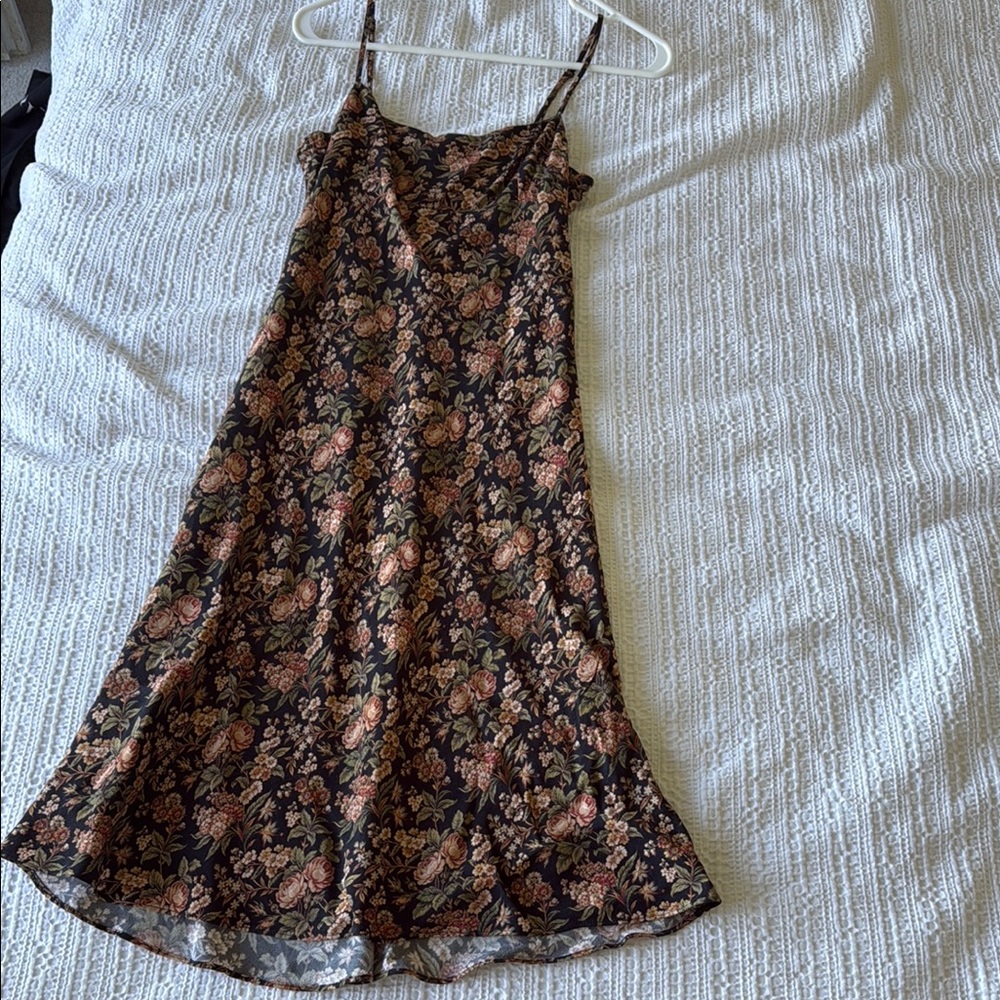 Aritzia Floral Spaghetti Strap Dress - Black and Pink